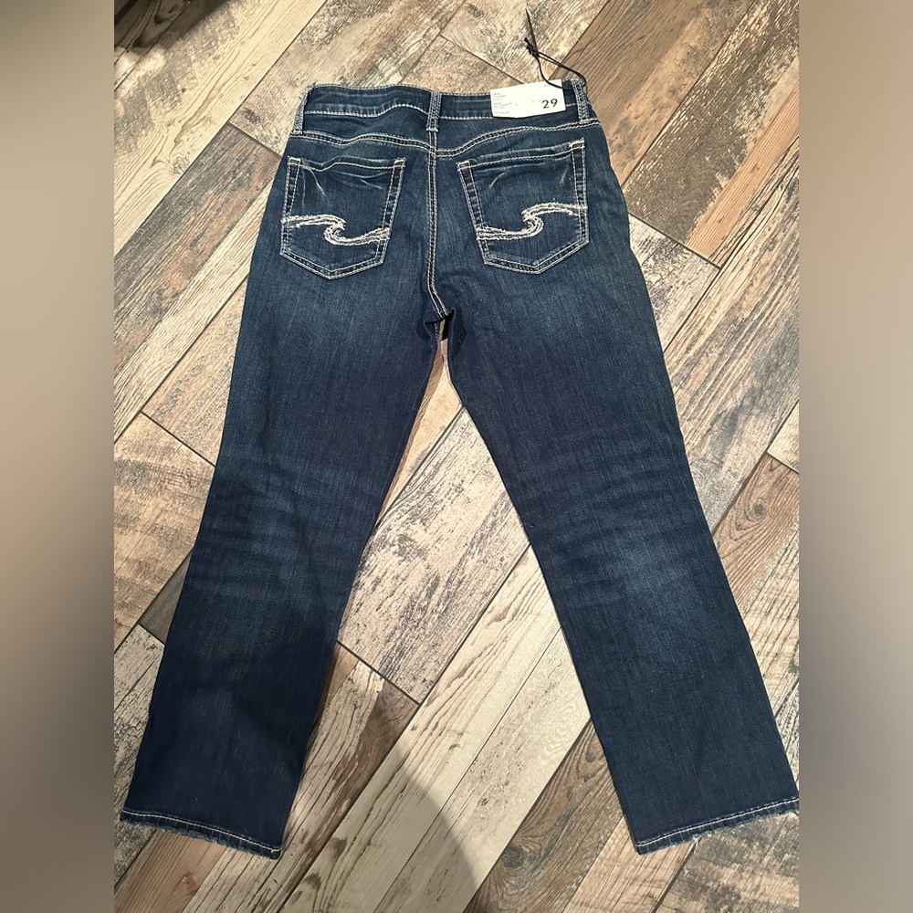 Silver High Rise Capri Jeans - Picture 3 of 6